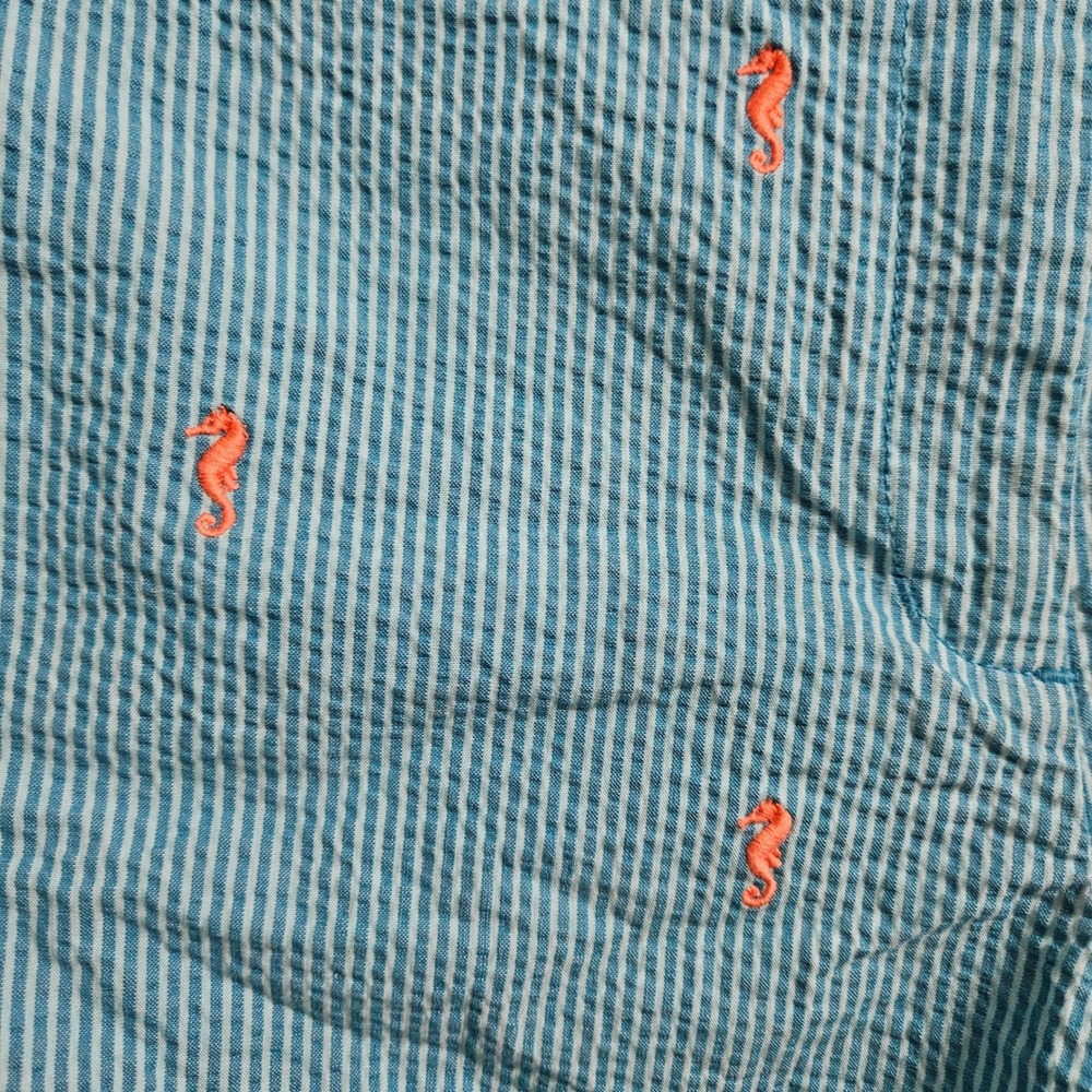 Brooks Brothers Shorts Womens 10 Blue Seahorse Seersucker 346 Embroidered Cotton - Picture 5 of 9